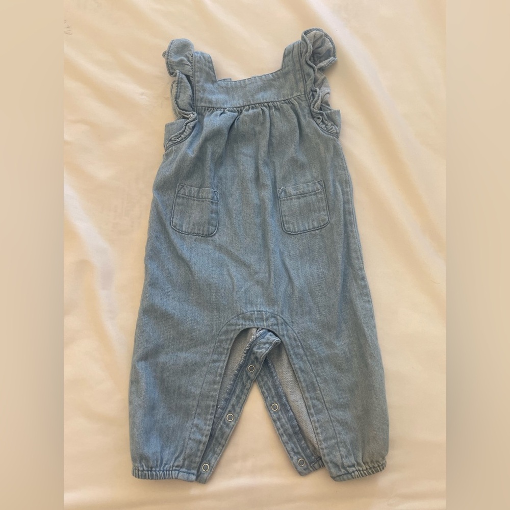 Old Navy Blue Denim Overalls with Ruffled Straps